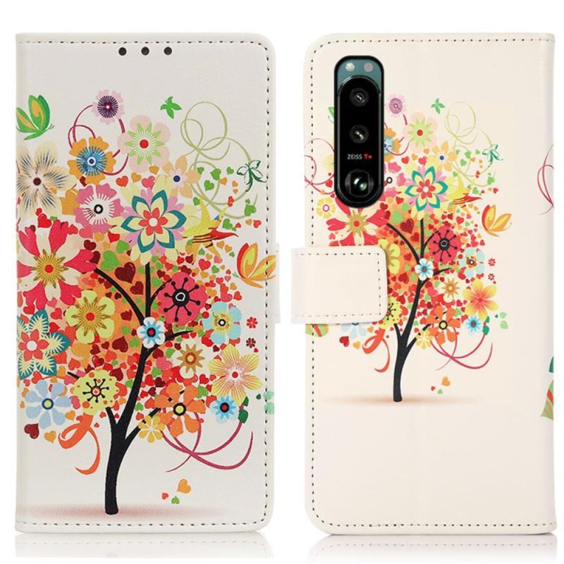 Sony Xperia III 5G Læder Cover - Blomstret Design