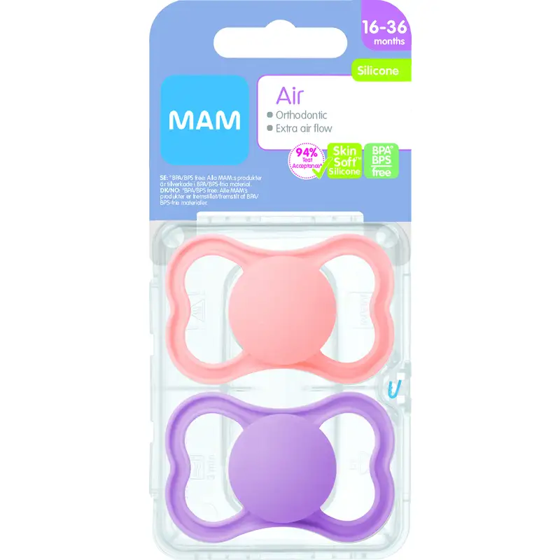 Anatomisk Air Silikone Sut i Pink til Børn 16-36m