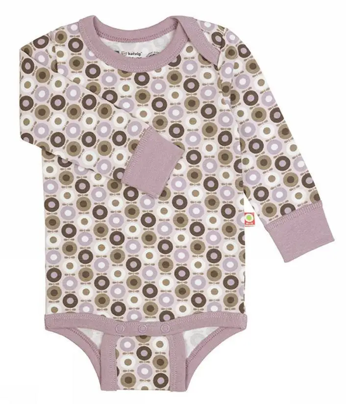 Body Langærmet Med Rosa Og Brune Miniæble Print fra Katvig