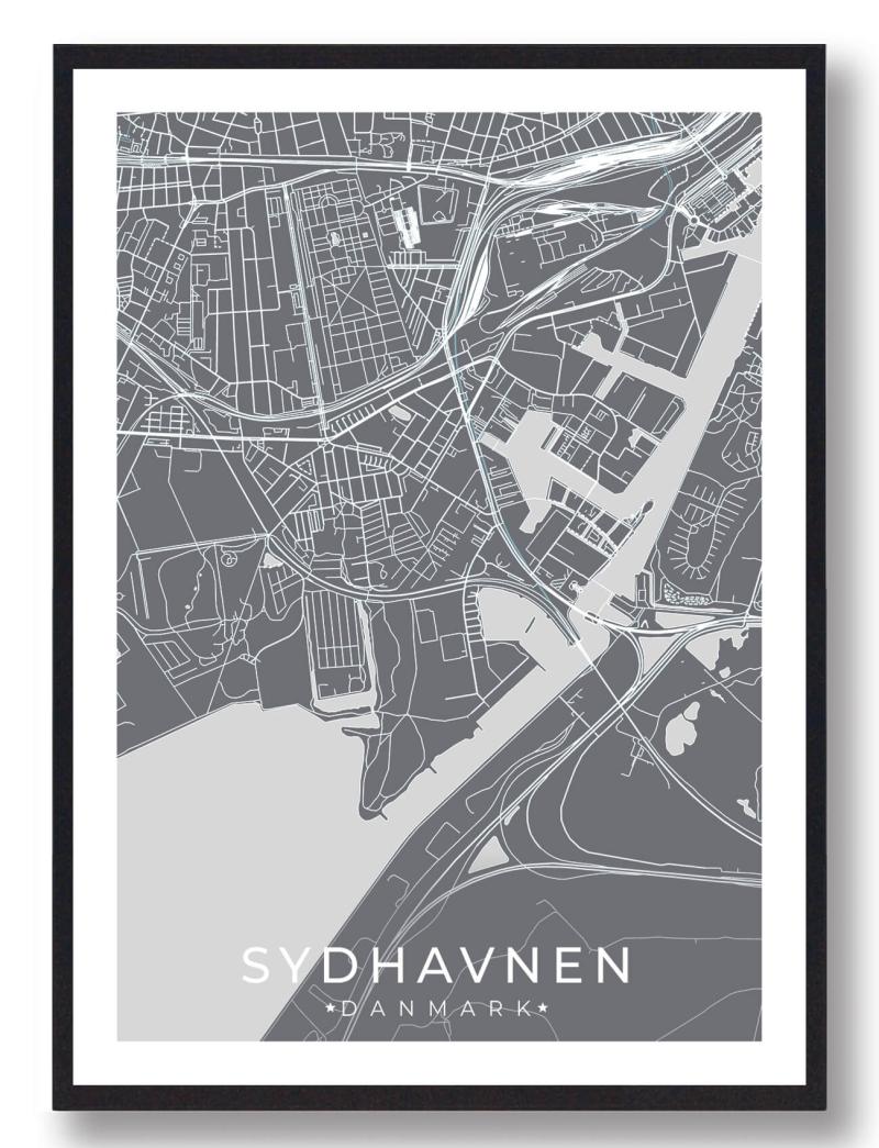 Sydhavnen   Plakat Grå  Størrelse:   15x21cm  A5