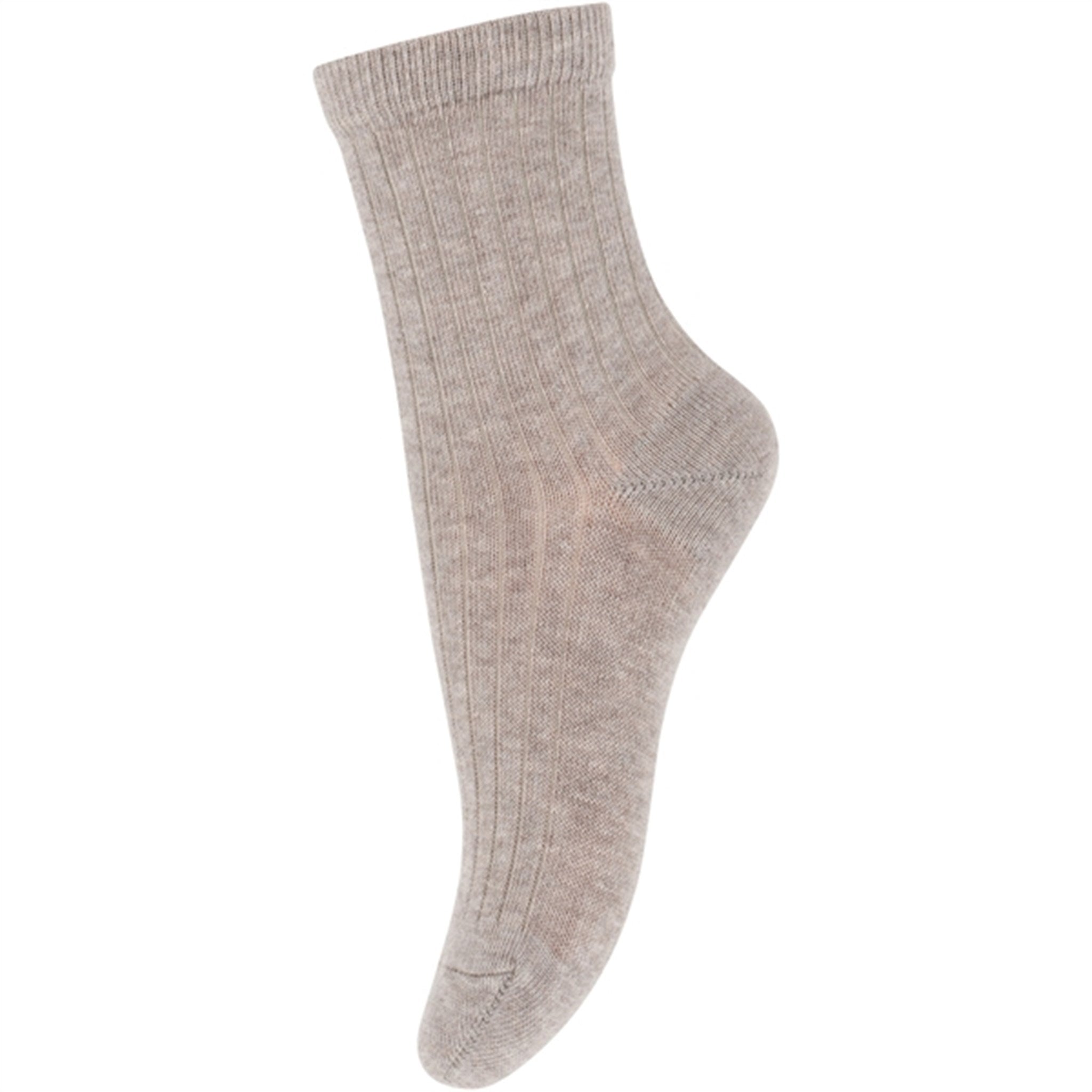 7080 Bomuld Rib Strømper 489 Light Brown Melange   Str. 22 24 fra Mp Danmark